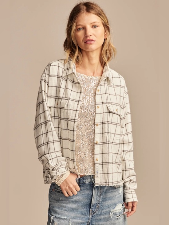 Lucky Brand Tops - Lucky Brand Raw Edge Cropped Button Down Shirt
